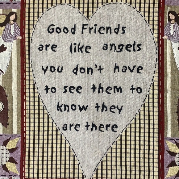 Primative Large Tapestry Rustic Sampler Cabincore Farmhouse Friend Angels - Picture 2 of 6